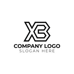 XB letters negative space logo design creative typography monogram vector