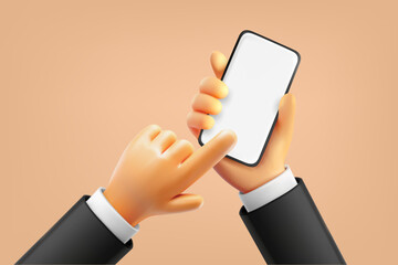 Man using smartphone. 3d vector illustration