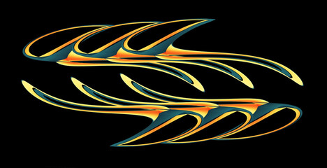 Waves orange yellow blue design for plotting graphic illustration