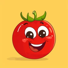 Fotobehang tomato cartoon illustration. © Yahor Shylau 