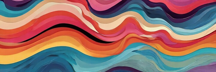 Abstract psychedelic background with creative wave design, wavy illustration with layered texture, modern psychic liquid art graphic for print or web purpose - Generative ai - obrazy, fototapety, plakaty