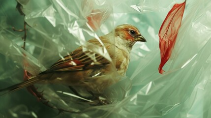 bird in a plastic bag.