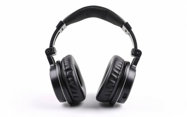 Fototapeta premium features a pair of headphones placed on a plain white background. The headphones are sleek and modern, with a design that is simple yet elegant. The white background highlights the headphones