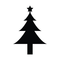 Christmas Trees, Xmas Tree, Black Vector Isolated on White Background, Winter Holiday Symbols. Vector EPS 10