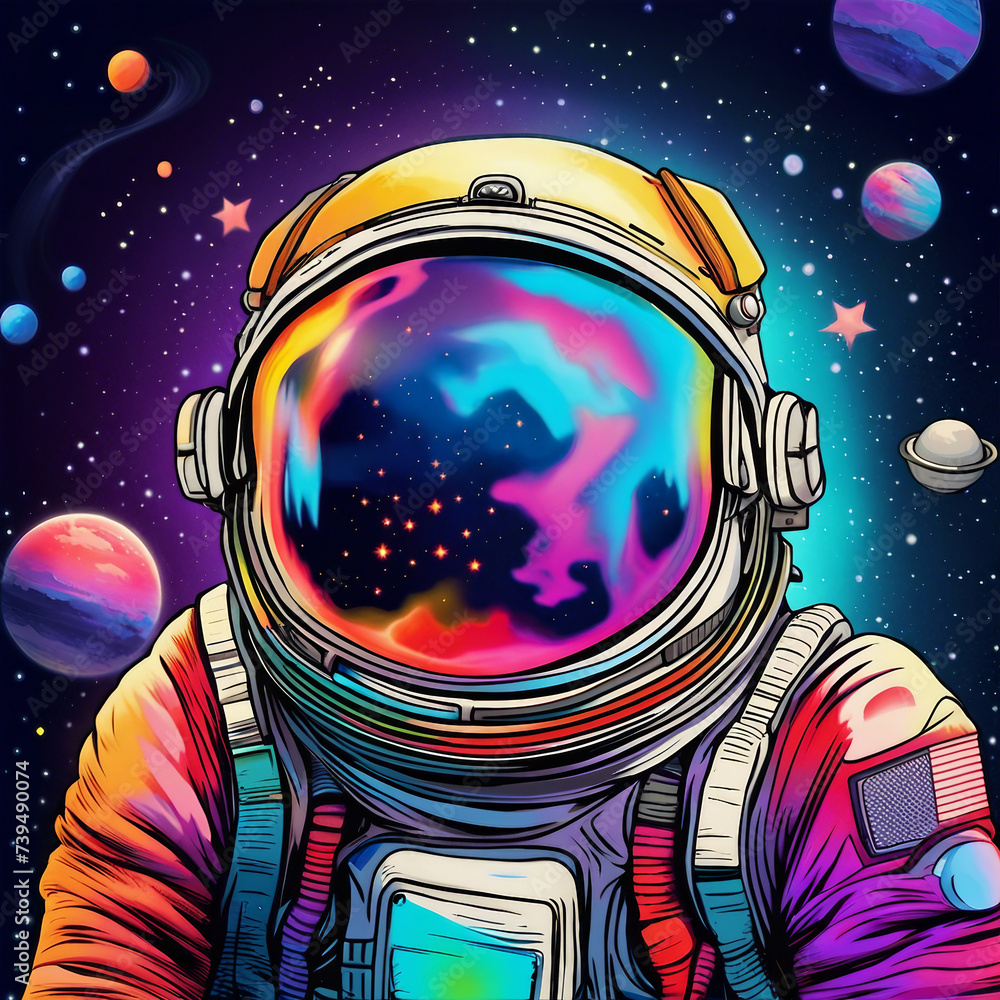 Poster colorful astronaut illustration background