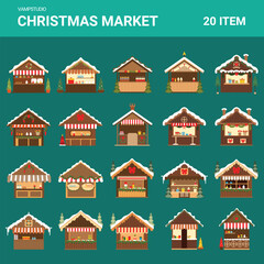christmas market vector element set collections