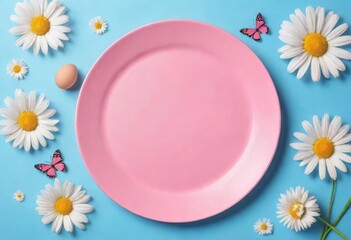 Fototapeta na wymiar Beautiful table setting with spring flowers for Easter celebration