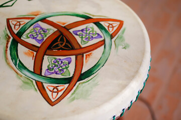 triskle - Celtic detail drawn on drum leather