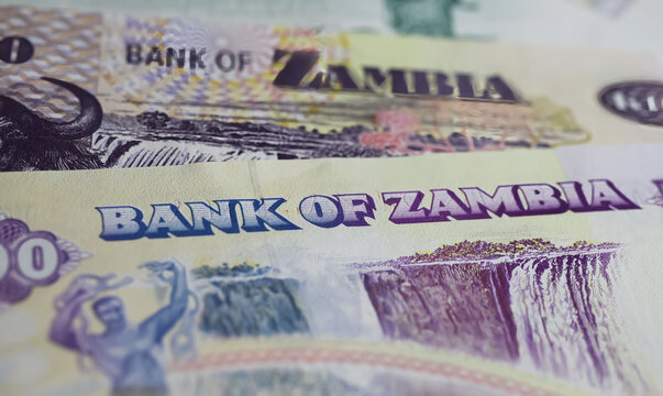 Closeup of old historical kwacha currency banknote of bank of Zambia