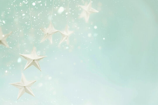 Christmas blue background with white stars with copy space