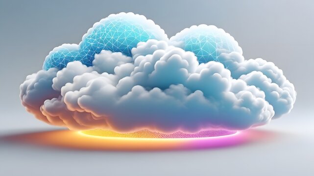 3D Colorful cloud computing and storage icon