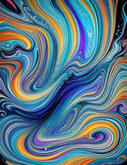 Fototapeta na wymiar Abstract psychedelic background with creative wave design, wavy illustration with layered texture, modern psychic liquid art graphic for print or web purpose - Generative ai