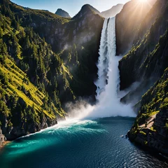 Tuinposter waterfall in Mountain © LuminarLinking