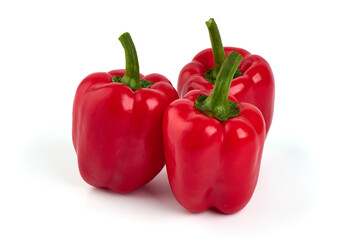 Red ripe bell pepper, isolated on white background.