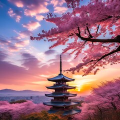 japanese House in the sunset