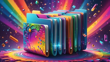 Colorful digital folder icon - Powered by Adobe