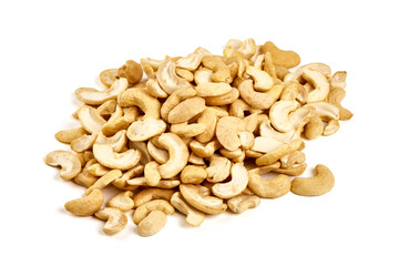 Cashew nuts, isolated on white background.