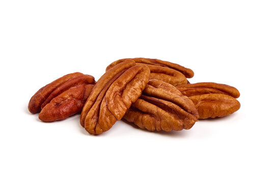 Pecan nuts, isolated on white background.