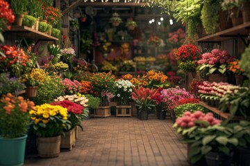 Fototapeta na wymiar Flowers and plants in florist shop