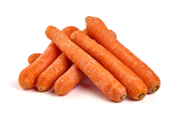 Fresh unpeeled organic carrot, isolated on white background.