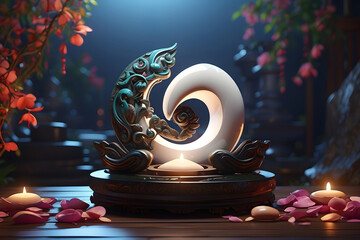 A voyage into balance, harmony, and duality in Chinese philosophy and culture through an exploration of the complex symbolism and concept of yin-yang design. - obrazy, fototapety, plakaty