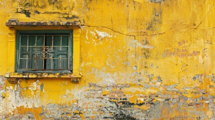 background of an old wall, painted in a faded yellow, exuding a sense of history