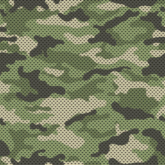 Fototapeta premium Camouflage texture seamless pattern with grid. Vector camouflage pattern for clothing design. Trendy camouflage military pattern. 