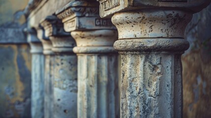 ancient columns standing as a testament to historical architecture - obrazy, fototapety, plakaty