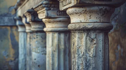 Deurstickers ancient columns standing as a testament to historical architecture © Chingiz