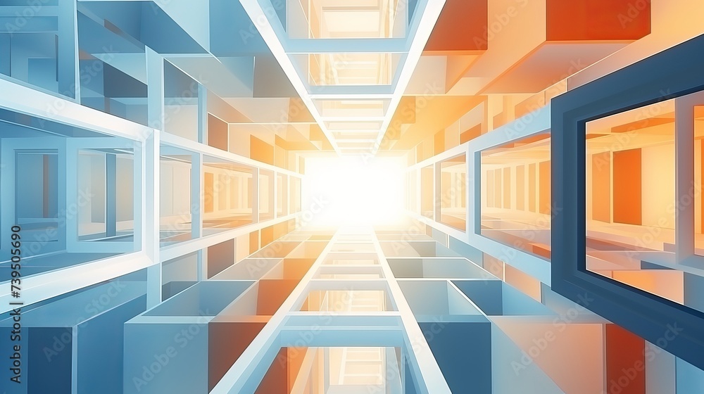 Aufkleber isometric square bottom view from inside building. architecture art, design abstract background, or 