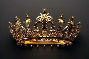 Golden realistic crown on transparent background. Generative design  concept.
