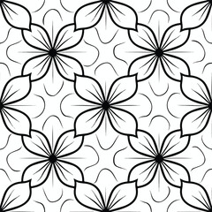 Seamles flower pattern   Vector image thick lines