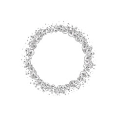 Scattered floating colored spheres on a vibrant background - 3D render. Round photo frame. Eps 10