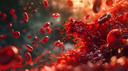 Vital Blood Cells in Motion - Capturing the essential motion of blood cells within the body, highlighting their role in life and health