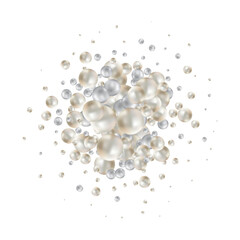 Shiny balls with different size on simple gradient background. Glossy bubbles in empty space. Abstract composition with chaotic floating spheres. 3d rendering. Eps 10