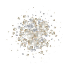 Shiny balls with different size on simple gradient background. Glossy bubbles in empty space. Abstract composition with chaotic floating spheres. 3d rendering. Eps 10