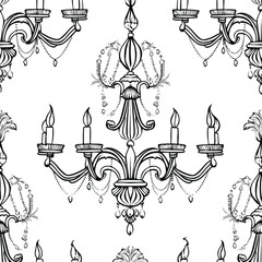 Seamles pattern classic chandelier or light thick
