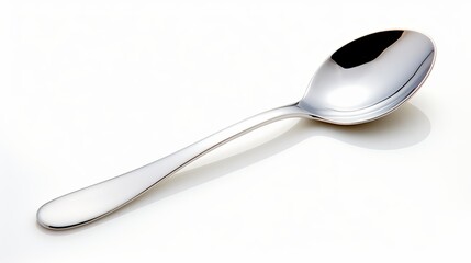 Silver spoon photo stacking side view  isolated on white background. This has clipping path