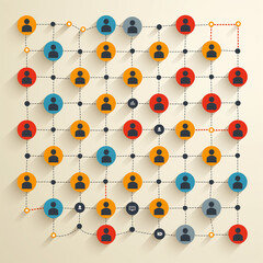 Networking representado por ilustraciones de personas conectadas por lineas 
 - obrazy, fototapety, plakaty