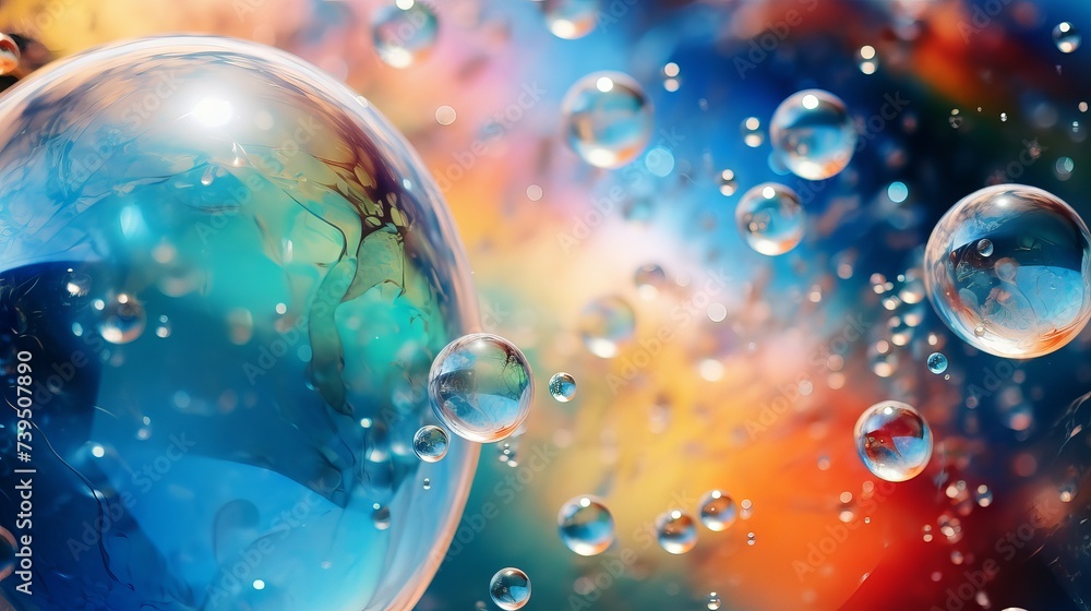 Poster space or planets universe cosmic abstract background. abstract molecule sctructure. water bubbles. m