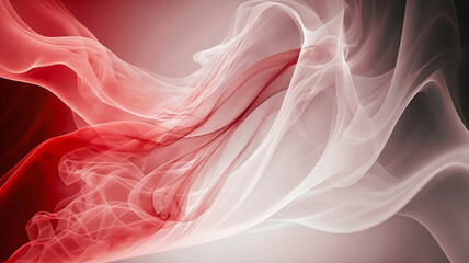 Tło, abstrakcyjny biało - czerwony dym tworzy fale - obrazy, fototapety, plakaty