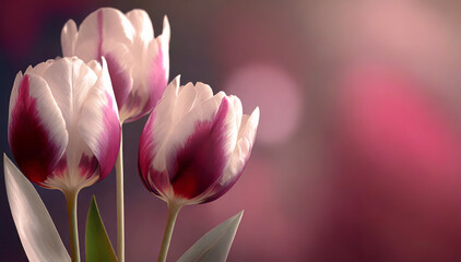 Tulipany, piękne fioletowe wiosenne kwiaty. Puste miejsce