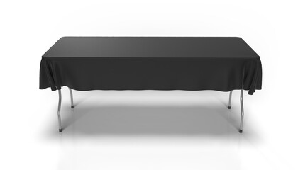 Trade show exhibition advertising runner table half Drape cloth Banner or Table cover. 3d render illustration.