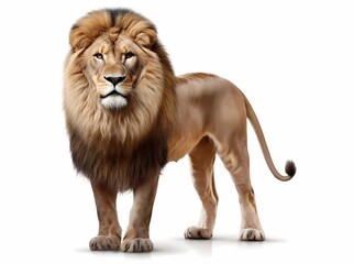 Obraz premium Lion isolated on white background, Generative AI illustrations.