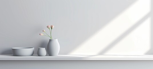 3d render of a white vase with a plant on the wall, Generative AI illustrations.