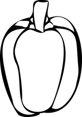 Bell pepper coloring page. Transparent  illustration. One line illustration. Logo vegetable.