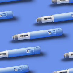 Seamless pattern of Injectors / dosing pens  for subcutaneous injection of antidiabetic medication...