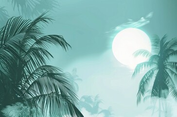 bright sun shining on tropical background,