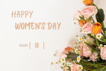 International Women's Day. Vector illustration International Women's Day greeting card. Womens day...