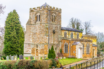 A view towards the tower end of the eighteenth century All Saints church at Lamport,...
